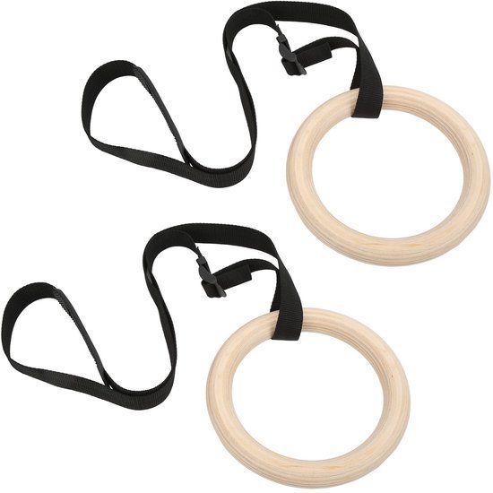 Unyqoos® Houten gymnastiekringen met verstelbare riemen voor veelzijdige lichaamstraining