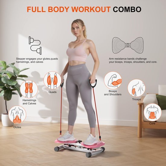 Unyqoos® Draaibaar fitnessbord met weerstandsbanden voor complete lichaamstraining
