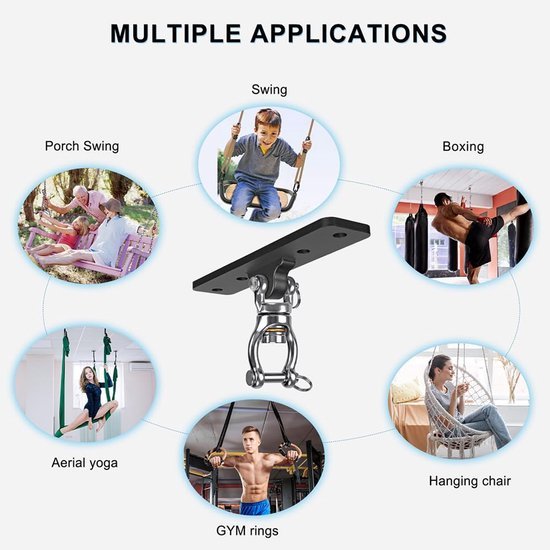 Unyqoos® Heavy Duty Bokszak Ophangsysteem voor Thuisgebruik met Stalen Bevestiging en 360° Rotatie