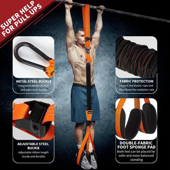 Unyqoos® Complete set voor krachttraining met verstelbare weerstandsbanden en voetsteunen