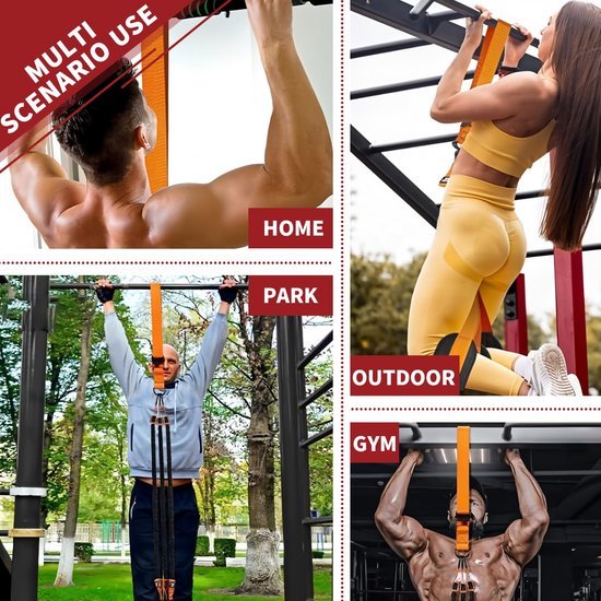 Unyqoos® Complete set voor krachttraining met verstelbare weerstandsbanden en voetsteunen