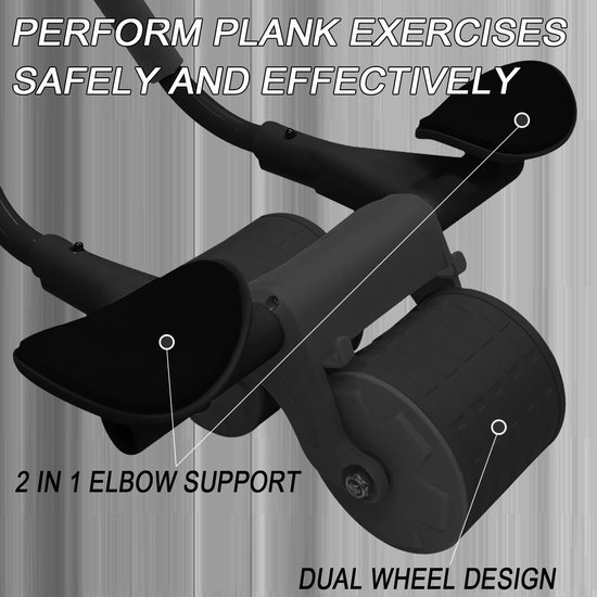 Unyqoos® Automatisch terugverend buikspierwiel met antislip handgreep en mat