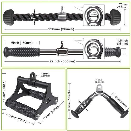 Unyqoos® Complete Kabelmachine Accessoires Set voor Thuisgym - Geschikt voor Diverse Fitnessoefeningen