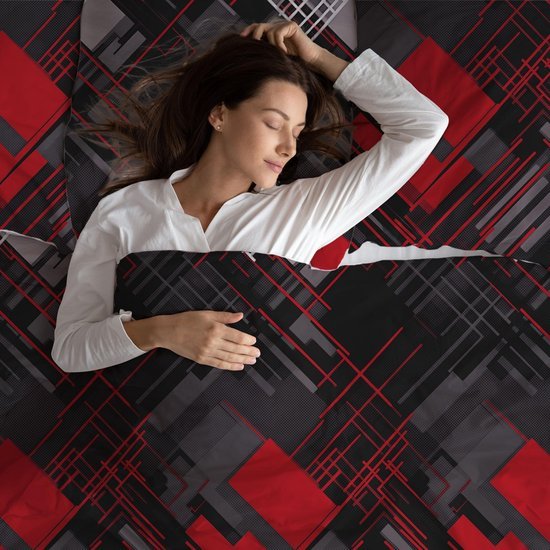 Unyqoos® Beddengoedset van Hoogwaardig Katoen met Geometrisch Design voor Elk Seizoen en Comfortabel Slapen