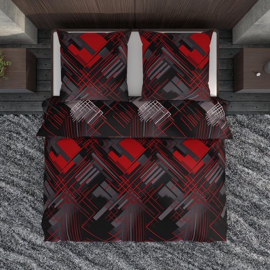 Unyqoos® Beddengoedset van Hoogwaardig Katoen met Geometrisch Design voor Elk Seizoen en Comfortabel Slapen