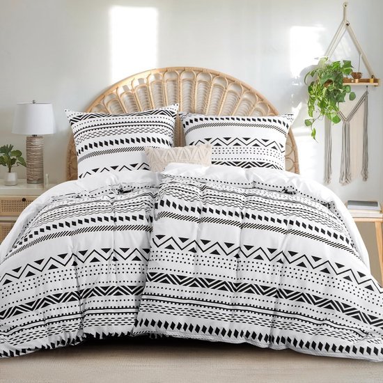 Unyqoos® Stijlvolle Boho Katoenen Dekbedovertrekset 4-delig met Ritssluiting voor Comfort en Gemak