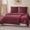 Unyqoos ® Bordeauxrood Luxe Beddengoedset met Ritssluiting en Ademend Microvezel Comfort