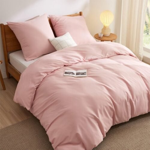 550x550-10672.jpg Unyqoos® Zacht en Comfortabel 3-delig Microvezel Beddengoedset met Ritssluiting 200x200 cm in Lichtroze