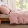 Unyqoos® Zacht en Comfortabel 3-delig Microvezel Beddengoedset met Ritssluiting 200x200 cm in Lichtroze