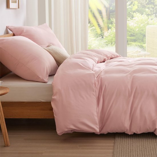 Unyqoos® Zacht en Comfortabel 3-delig Microvezel Beddengoedset met Ritssluiting 200x200 cm in Lichtroze