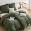 Unyqoos® Buitengewoon Comfortabele 4-Delige Beddengoedset in Olijfgroen met Ritssluiting en Kussenslopen