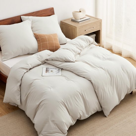 Unyqoos ® Zachte en Ademend Beddengoedset met Stijlvolle Natuurlijke Textuur en Handige Ritssluiting