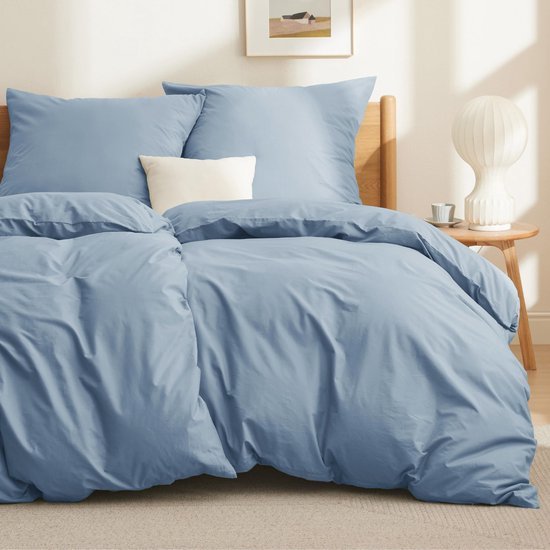 Unyqoos® Beddengoedset van 100% Katoen in Tijdloos Design met Ritssluiting en Praktische Bandjes