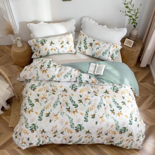 Unyqoos® Beddengoedset van 100% Katoen met Plantenpatroon en Ritssluiting voor Comfort en Stijl