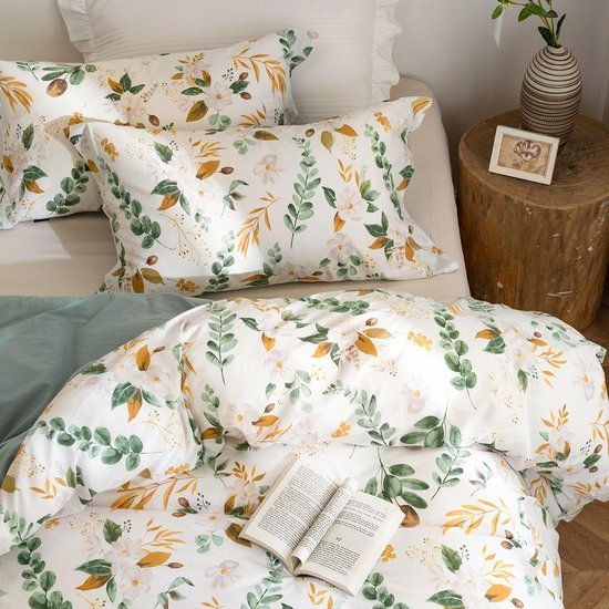 Unyqoos® Beddengoedset van 100% Katoen met Plantenpatroon en Ritssluiting voor Comfort en Stijl
