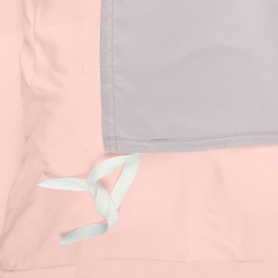 Unyqoos® Zacht en Onderhoudsvriendelijk Microvezel Beddengoedset met Ritssluiting - 135x200 cm + Kussensloop 50x75 cm in Grijs/Roze