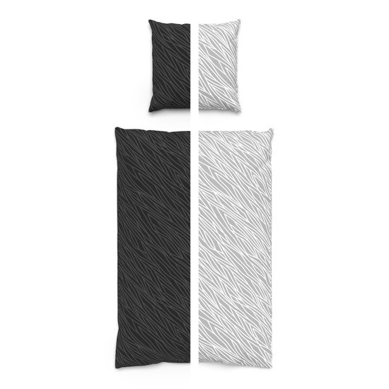 Unyqoos® Premium Geometrisch Katoenen Beddengoed voor Elk Seizoen - Antracietgrijs, 135x200 cm