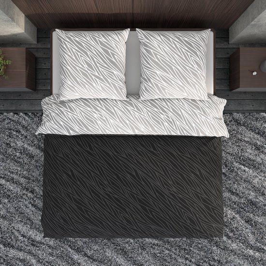 Unyqoos® Premium Geometrisch Katoenen Beddengoed voor Elk Seizoen - Antracietgrijs, 135x200 cm