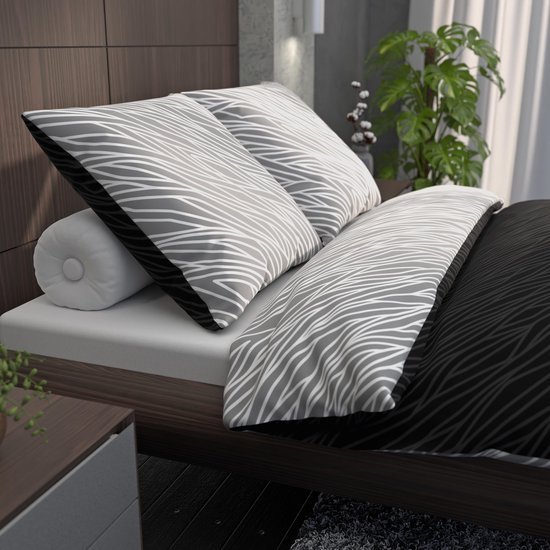 Unyqoos® Premium Geometrisch Katoenen Beddengoed voor Elk Seizoen - Antracietgrijs, 135x200 cm