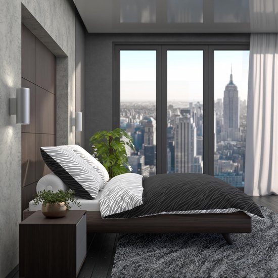 Unyqoos® Premium Geometrisch Katoenen Beddengoed voor Elk Seizoen - Antracietgrijs, 135x200 cm