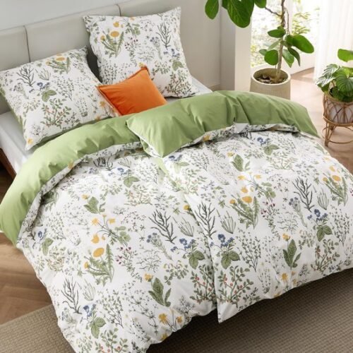 Unyqoos® Beddengoedset van Zacht Katoen met Bloemenpatroon en Verfrissend Design, 4-delig, 135 x 200 cm