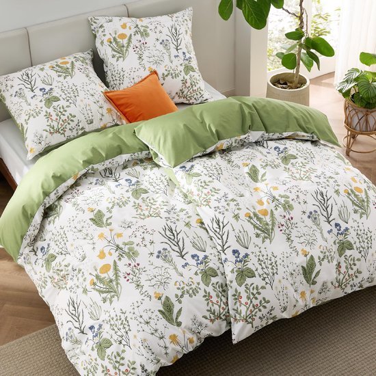 Unyqoos® Beddengoedset van Zacht Katoen met Bloemenpatroon en Verfrissend Design, 4-delig, 135 x 200 cm