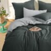 Unyqoos® Beddengoed Set 135 x 200 cm, Omkeerbaar, Strijkvrij, Zacht Microvezel, Antraciet en Lichtgrijs, 4-delig