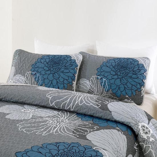 Unyqoos ® Elegant Bloemenpatroon Zomerbedsprei Set Voor Tweepersoonsbed Met Kussenslopen, 240 x 260 cm