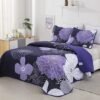 Unyqoos ® Luxueuze Paarse Bloemen Sprei Set voor Tweepersoonsbed met Zachte Microvezel en Kussenslopen