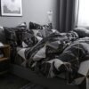 Unyqoos® Moderne zwart-wit dekbedovertrekset met marmerlook en geometrisch patroon