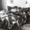 Unyqoos® Moderne zwart-wit dekbedovertrekset met marmerlook en geometrisch patroon