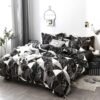 Unyqoos® Moderne zwart-wit dekbedovertrekset met marmerlook en geometrisch patroon