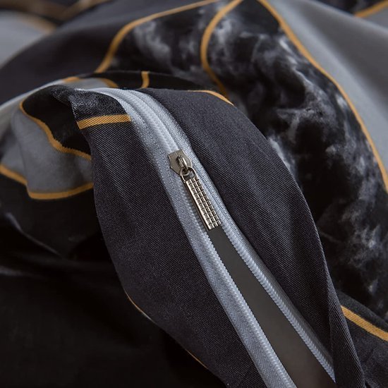 Unyqoos® Moderne zwart-wit dekbedovertrekset met marmerlook en geometrisch patroon