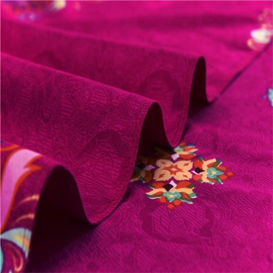 Unyqoos ® Stijlvolle Bohemian Dekbedovertrekset met Mandala-Patroon en Ritssluiting in Kleurrijke Fuchsia en Turkoois