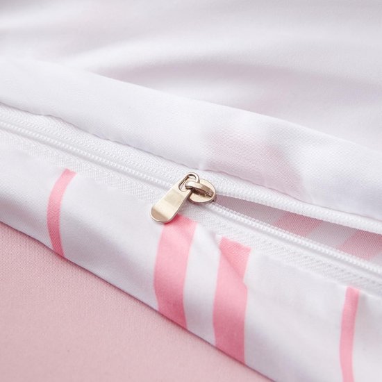 Unyqoos® Beddengoedset van Zacht Microvezel met Hartjesmotief en Ritssluiting voor Kinderen, Meisjes en Volwassenen 135 x 200