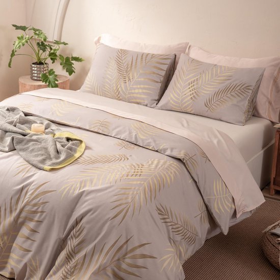 Unyqoos® Moderne dekbedovertrekset met gouden bladeren en ritssluiting voor een stijlvolle slaapkamer