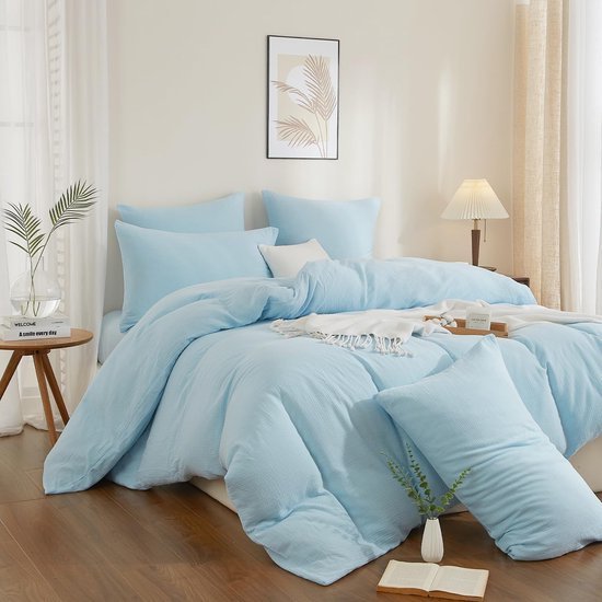 Unyqoos ® Comfortabel en Luxe Dubbel Laag Beddengoed in Zacht Blauw voor Optimaal Slaapcomfort
