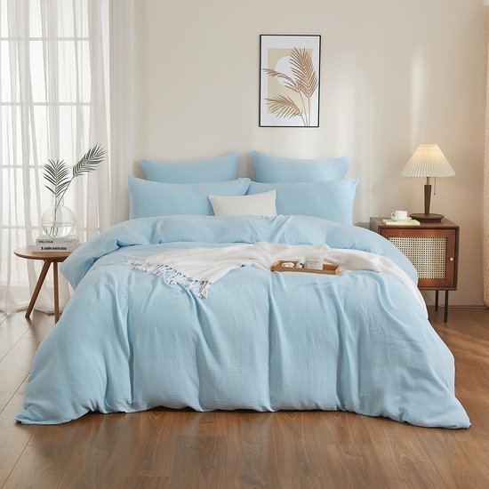 Unyqoos ® Comfortabel en Luxe Dubbel Laag Beddengoed in Zacht Blauw voor Optimaal Slaapcomfort