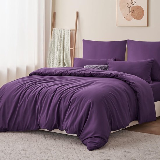 Unyqoos® Luxe 3-delig violet beddengoed set met ademende microvezel stof