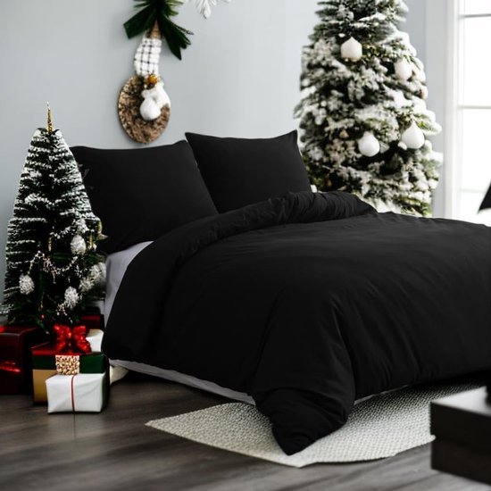Unyqoos® Zacht en comfortabel beddengoedset met kussenslopen in elegant zwart