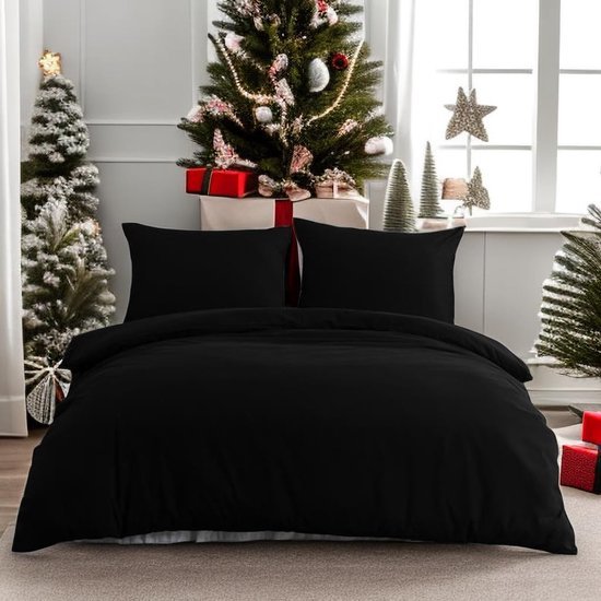 Unyqoos® Zacht en comfortabel beddengoedset met kussenslopen in elegant zwart