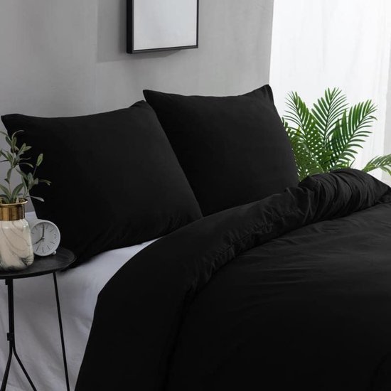 Unyqoos® Zacht en comfortabel beddengoedset met kussenslopen in elegant zwart