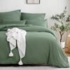 Unyqoos ® Beddengoedset van Hoogwaardig Katoen met Stijlvolle Linnen uitstraling, 4-delig, Groen, 135x200 cm