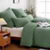Unyqoos ® Beddengoedset van Hoogwaardig Katoen met Stijlvolle Linnen uitstraling, 4-delig, Groen, 135x200 cm