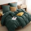 Unyqoos ® Bosgroene Luxe Beddengoedset van Microvezel met Ritssluiting, 4-delig, 135 x 200 cm