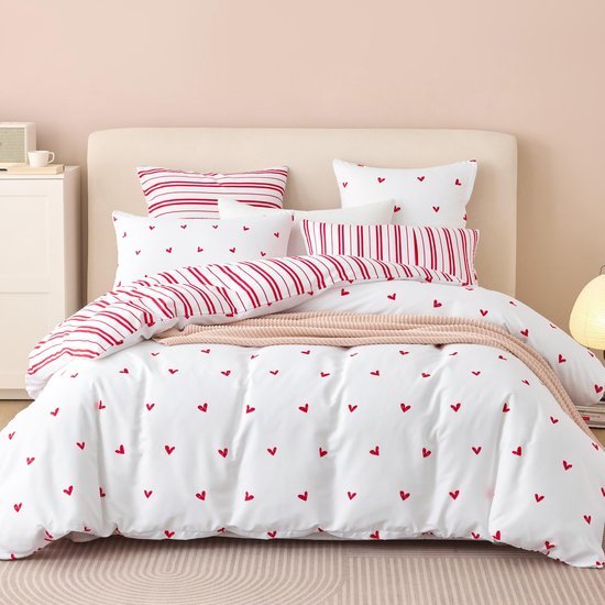 Unyqoos® Beddengoedset voor Kinderen met Hartjespatroon en Omkeerbaar Ontwerp in Diverse Maten