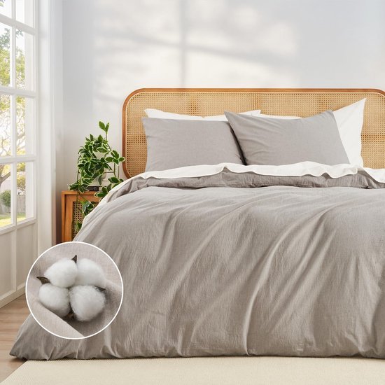 Unyqoos® Beddengoedset van 200 x 200 cm met linnenstructuur voor ultiem comfort en stijl