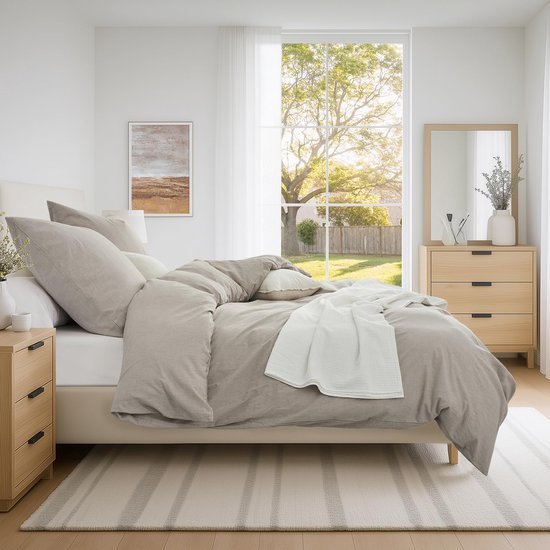 Unyqoos® Beddengoedset van 200 x 200 cm met linnenstructuur voor ultiem comfort en stijl