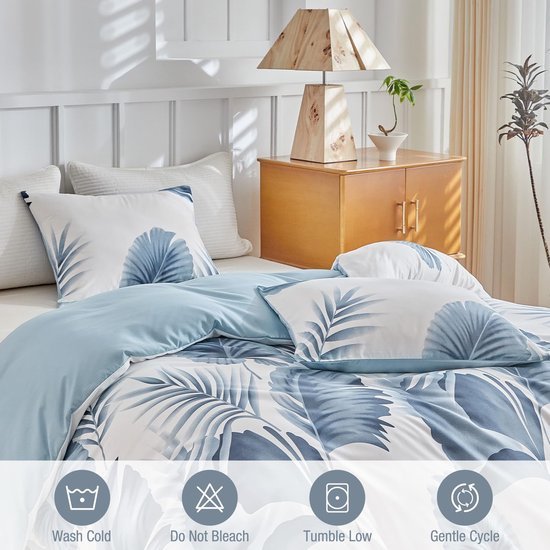 Unyqoos® Tropische beddengoedset met palmbladpatroon en microvezel stof 200 x 200