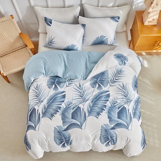 Unyqoos® Tropische beddengoedset met palmbladpatroon en microvezel stof 200 x 200